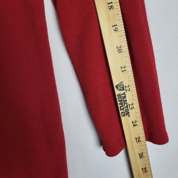 J Jill Wearever Collection Dress Medium Red Ribbed Cowl Neck Stretch Career - Picture 7 of 9